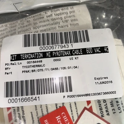 NEW Pyrotenax PPAK/BR/075/T1/0465/105/D1/04/014/A012B012
