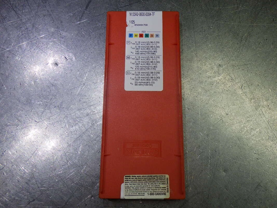 Sandvik Carbide Grooving Inserts QTY10 N123K2-0600-0004-TF 1125 (LOC2666A)