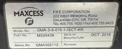 USED MAXCESS / FIFE GMA-3-6-076.1-ISCT-KR ACTUATOR M335439 DPP24T-50-003Z