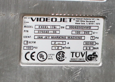 USED VIDEOJET EXCEL 178I