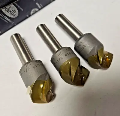 Schrillo 1" High Speed Steel Countersink 120 Degree 1/2 #1032 USA Lot of 3