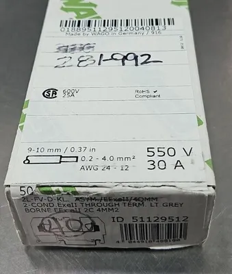 WAGO 281-992 Conductor Through Terminal Block. Box with 40. Loc 3E-44