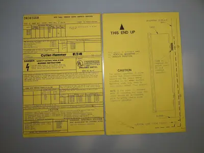 Eaton Cutler Hammer DH365UDK Non Fused Safety Disconnect Switch 400A 600V 3Ph