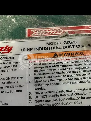 USED 2008 GRIZZLY G0673 DUST COLLECTOR