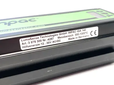 USED LUMASENSE IMPAC IGA 140 DIGITAL PYROMETER, NON-CONTACT, 300 TO 1300°C