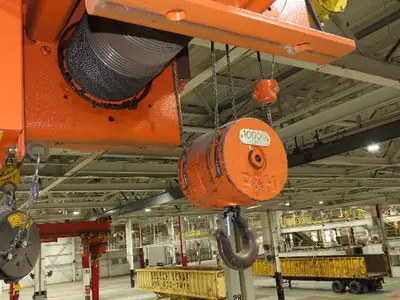 Cleveland Tramrail P&H 5 Ton Single Girder Underhung Bridge Crane 45' 10" Span