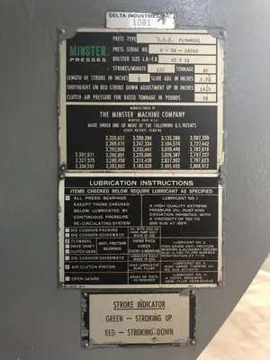 USED 1980 MINSTER MINSTER 6SS PRESS