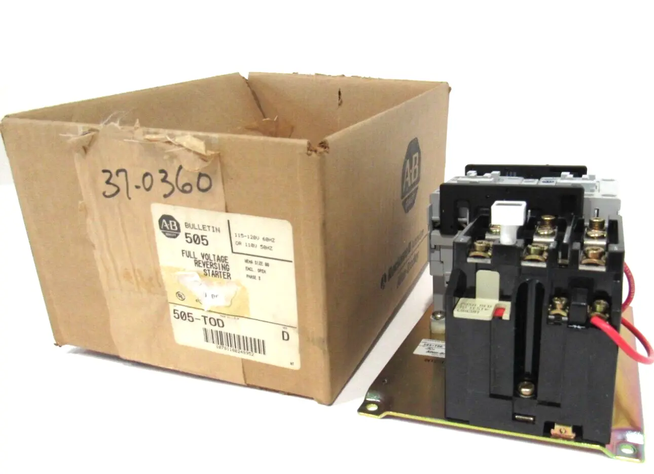NEW ALLEN BRADLEY 505-TOD FULL VOLTAGE REVERSING STARTER SER.D SIZE 00 505TOD