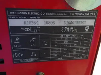 USED THE LINCOLN ELECTRIC CO PRECISION TIG 275