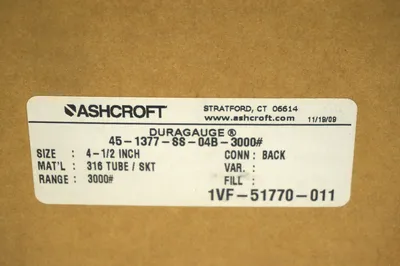 NEW ASHCROFT 45-1377-SS-04B-3000 DURAGAUGE NSFP 451377SS04B3000