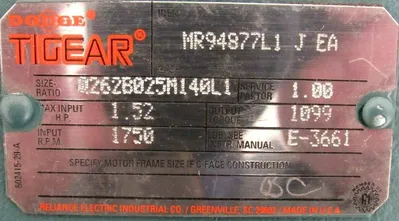 NEW DODGE MR94877L1 GEAR REDUCER Q262B025M140L1 MR94877L1JEA