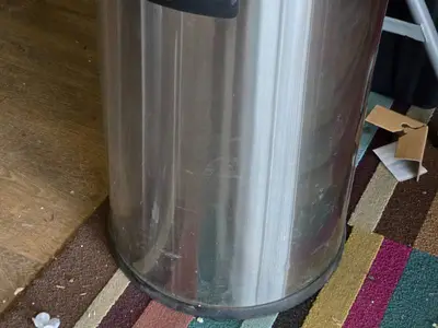 27" Stainless Steel Finish Metal Trash Can