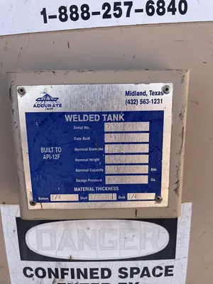 USED 2014 ACCURATE INC 500BBL VERTICAL TANK
