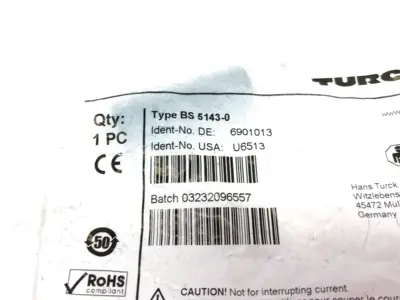 NEW TURCK FIELD WIREABLE CONNECTOR MALE 4-PIN M8, U6513, 6901013