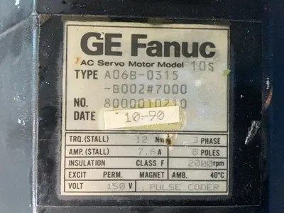 Used 1990 GE FANUC A0680315 B002#7000 Motors (misc) Ohio US | HGR 24 #1319719