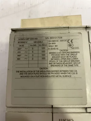 Allen-Bradley 140MG-G8P-B30-KA 3 Pole 3A Instantaneous Trip Circuit Breaker