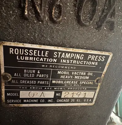 Rousselle Punch Press 5 ton Made in USA Model 0A
