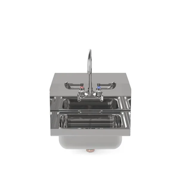 New | in-Stock Atosa New Atosa SH15SD 15-3/4" Stainless Hand Sink w/ Side Splashes, Wrist Blade Handle & 8" Backsplash Hand Washing and Sanitizing Illinois US | Falcon Restaurant Supply #1373695