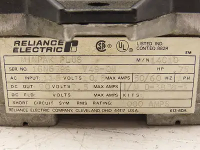 Reliance 14C10 Minpak Plus VS Drive 90V DC Motor Speed Control .75Hp 115V 1PH