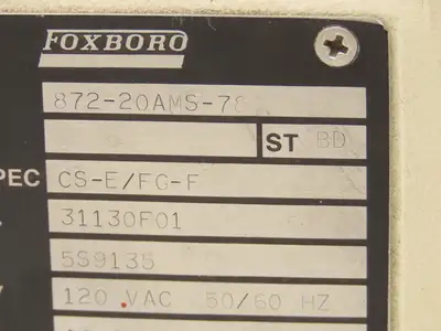 Foxboro 872-20AMS-78 Monitor 872 Series Alarm 0-20 MS/CM 4-20MA 120VAC