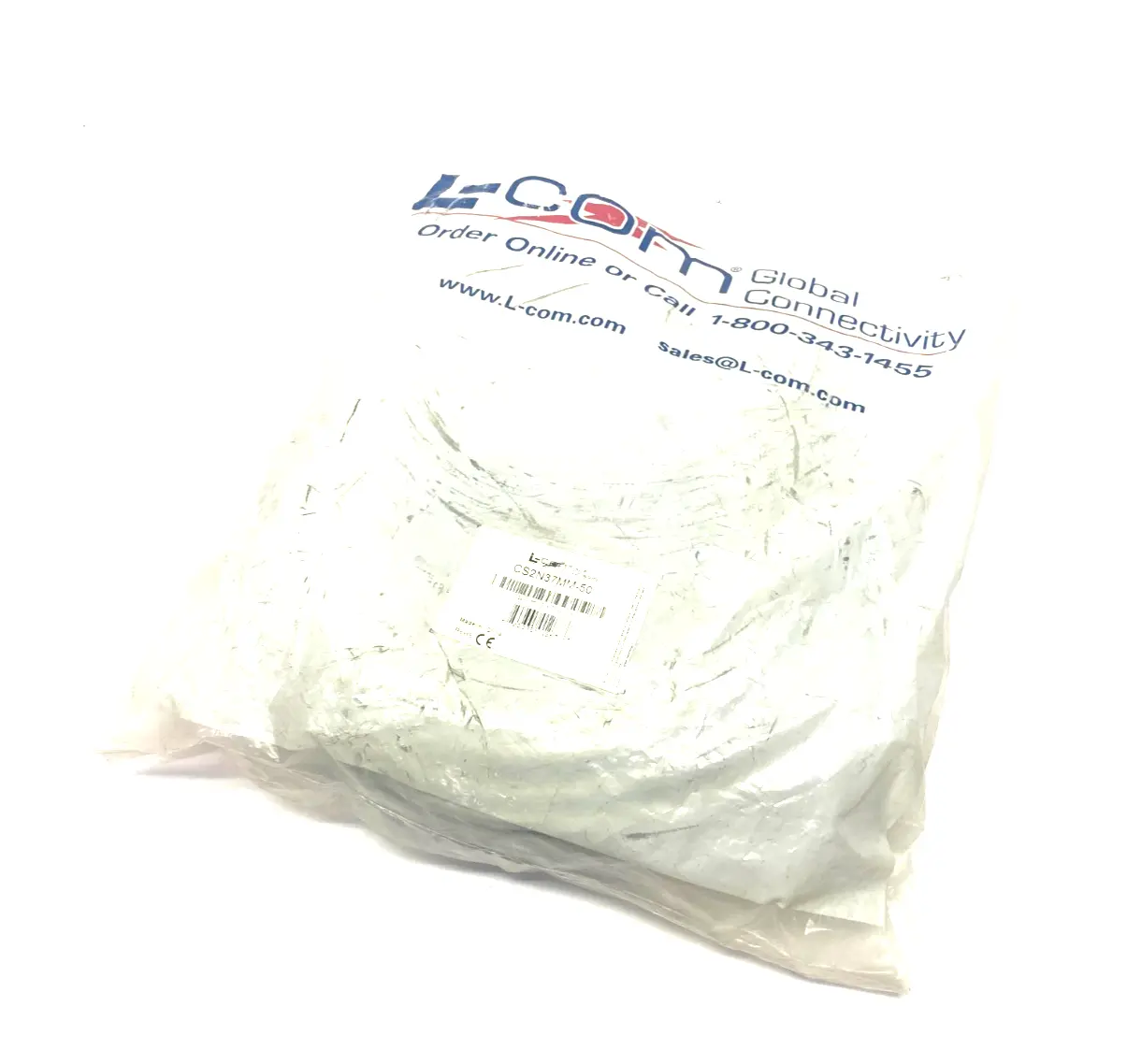 NEW L-COM PREMIUM MOLDED D-SUB CABLE DB37 MALE/MALE 50'