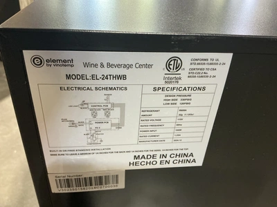 Used VINOTEMP EL-24THWB Undercounter Refrigerators Michigan US | Miedema Asset Management Group #1476198