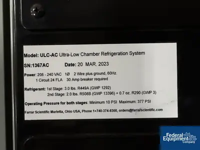Trane Farrar Trane Technologies Ultra Low Storage Chamber, Model ULC 259