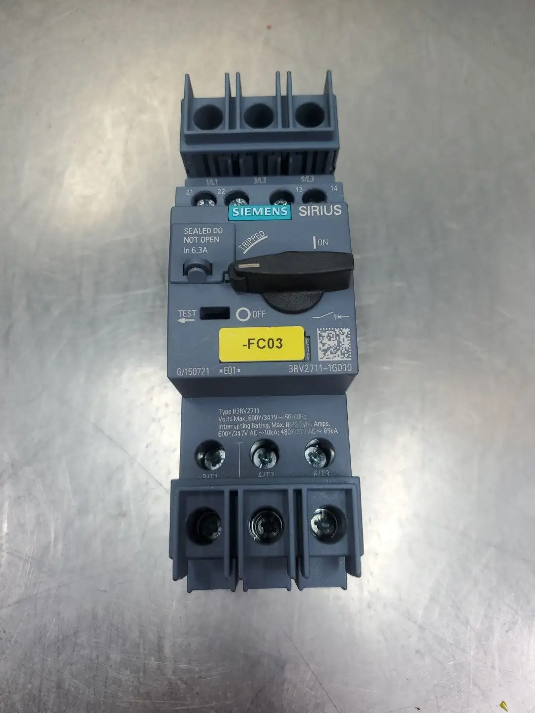 USED Siemens 3RV2711-1GD10 SIRIUS Circuit Breaker, 50A
