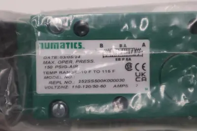 NEW NUMATICS 252SS500K000030 110-120V .12A 150PSI STOCK H1449