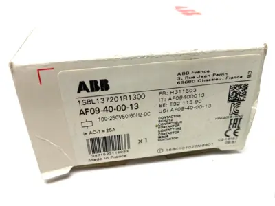 1SBL137201R1300,AF09-40-00-13 | ABB 1SBL137201R1300 4-Pole IEC Contactor 100-250V 50/60Hz AF09-40-00-13 - New – Open Box