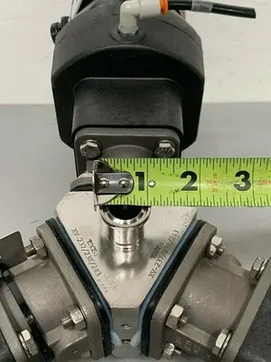 USED 3 ITT PURE-FLO SHEROTEC STAINLESS STEEL VALVES W/ POSITION MONITOR 3/4" SANITARY