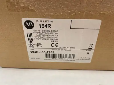 New | in-Stock ALLEN-BRADLEY SER. A SWITCH DISCONNECTOR, 3-POLE 60A CLASS J FUSE Nuts & Screws | Maverick Industrial Sales #1101477