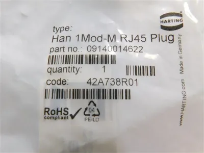 Lot of 2 Harting 09140014622 Modular RJ45 Connectors Han 1Mod-M RJ45 Plug New