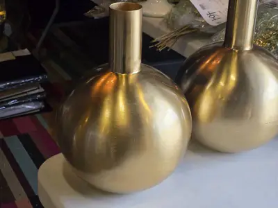 Lot of (3) Metal Bud Vase 9" x 12" (gold) (round)