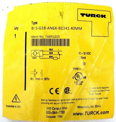 NEW TURCK BI5-G18-AN6X-B1341-40MM SENSOR BI5G18AN6XB134140MM