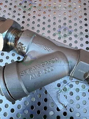 USED SPIRAX SARCO ANSI 600 A351 CF3M STEEL STRAINER W/ 1" SANITARY TO QUICK CONNECT