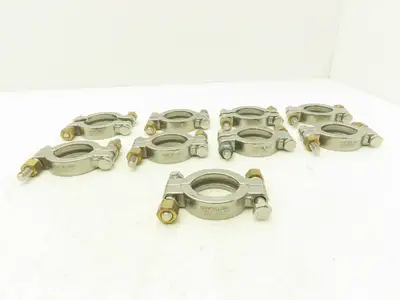 Sanitube 13MHP-100-150 Double Bolted Sanitary Clamp 304SS 1"-1-1/2" Lot of 9