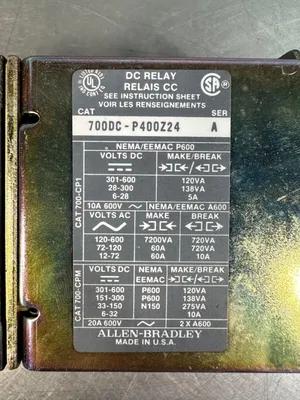 Allen Bradley 700DC-P400Z24 Ser A 700dc Bulletin Relay (4c-39)