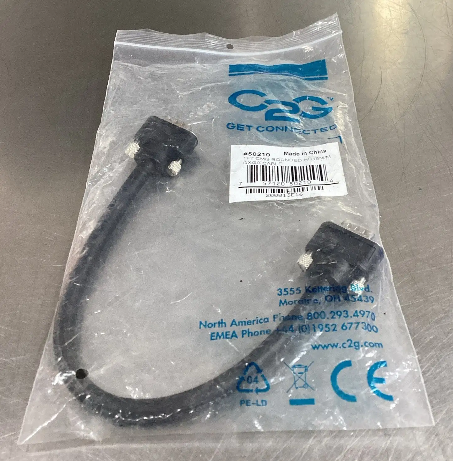 C2G 50210 1FT CMG Rounded Head 15 M/M QXGA Cable 5E-22