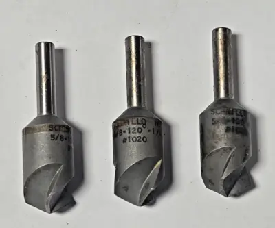 Schrillo 5/8" High Speed Steel Countersink 120 Degree 1/4 #1020 USA Lot of 3