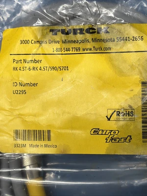 New | in-Stock Turck RK4.5T-6-RK 4.5T/S90/S701 Miscellaneous MRO Indiana US | J&J Industrial Supply #1184414