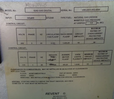 Used 1999 REVENT 624U GAS DIGITAL Ovens California US | BakeryEquipment.com #1555283