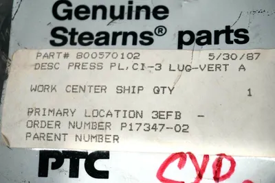 NEW STEARNS 800570102 PRESS PLATE