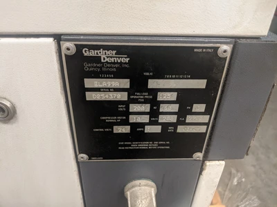Gardner Denver ELA99A EndurAir 10hp, 200v, 60Hz, 27.5fla Air Com
