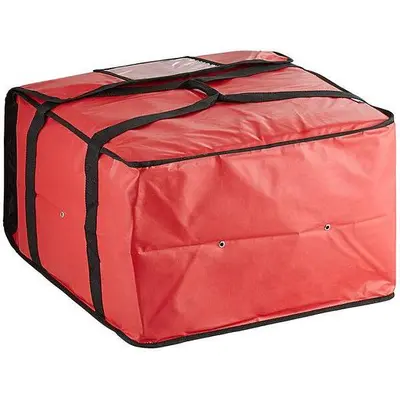 Insulated Pizza Delivery Bag Red Vinyl 20 1/2" x 20 1/2" x 12" - Holds up to (6) 16" or (5) 18" Pizza Boxes