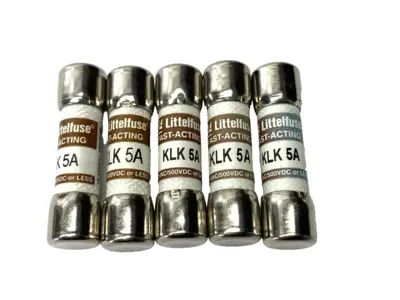 USED LITTELFUSE FAST-ACTING MIDGET FUSE 600V 5A LOT OF 5