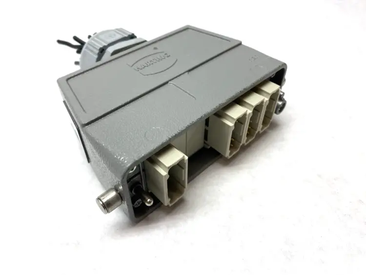 Used HARTING HOOD CONNECTOR ASSEMBLY W/ 4X 09140123001 PROTECTED MODULES Connector Accessories | Maverick Industrial Sales #1102138