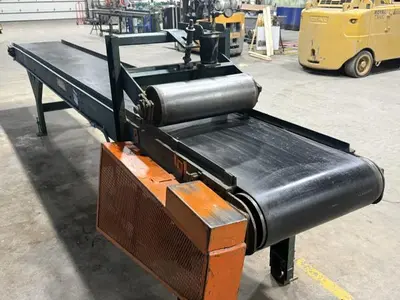 Automated Lumber Handling 18' Belt Conveyor with Pinch Roller