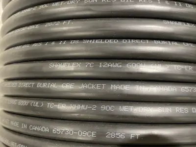 USED BASIC WIRE AND CABLE CONTROL CABLE 12AWG STRAND. 0.60" OD ROLL OF 235'