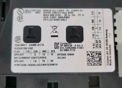 SIEMENS 3RT20261BB40 Contactor w/3RH29141GP11 SIRUS Relay. 4D50
